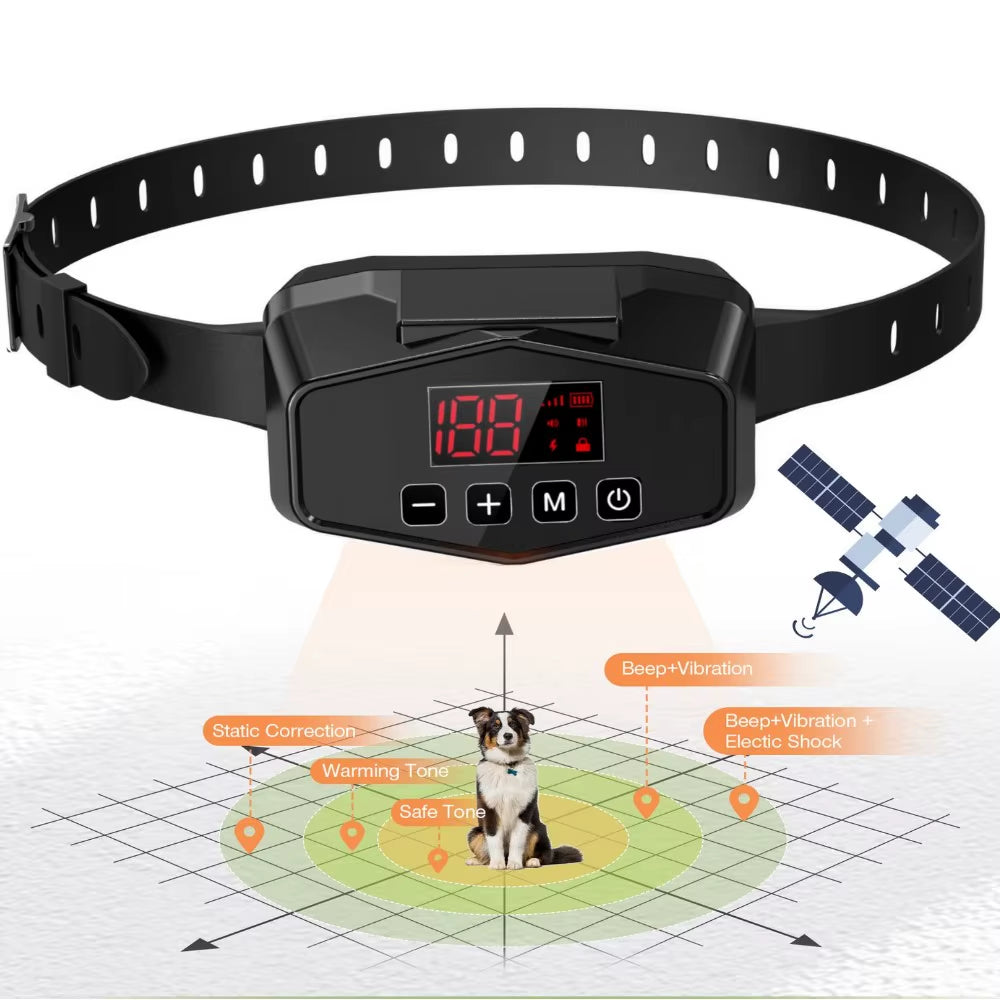 GPS Wireless Electric Dog Fence Safe Easy Setup Outdoor Dog Containment System Waterproof Rechargeable Dog Collar for Large Dog