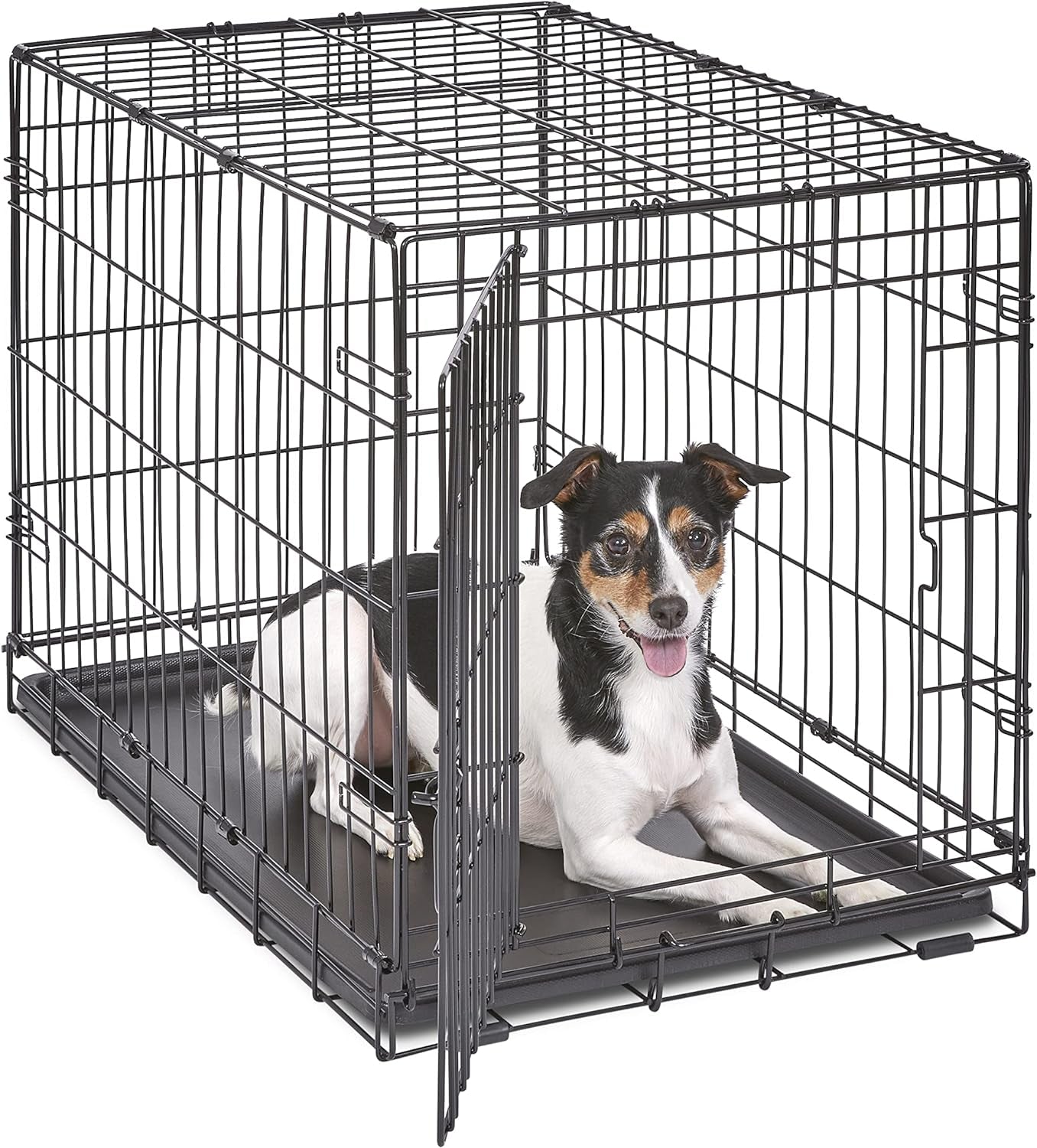 30" Folding Metal Dog Crate, Includes Leak-Proof Plastic Tray; Dog Crate Measures 30L X 19W X 21H Inches, for Medium Dog Breeds