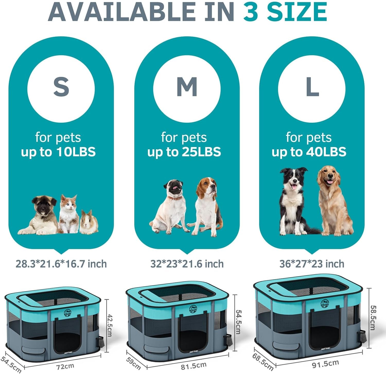 Dog Playpen, Puppy Play Pen for Indoors Pet Playpens Outdoor for Small Dogs Portable Foldable Crate Kennel House for Cats Rabbit Kitten with Carrying Bag + Food Bowl (Grey, S, 1)