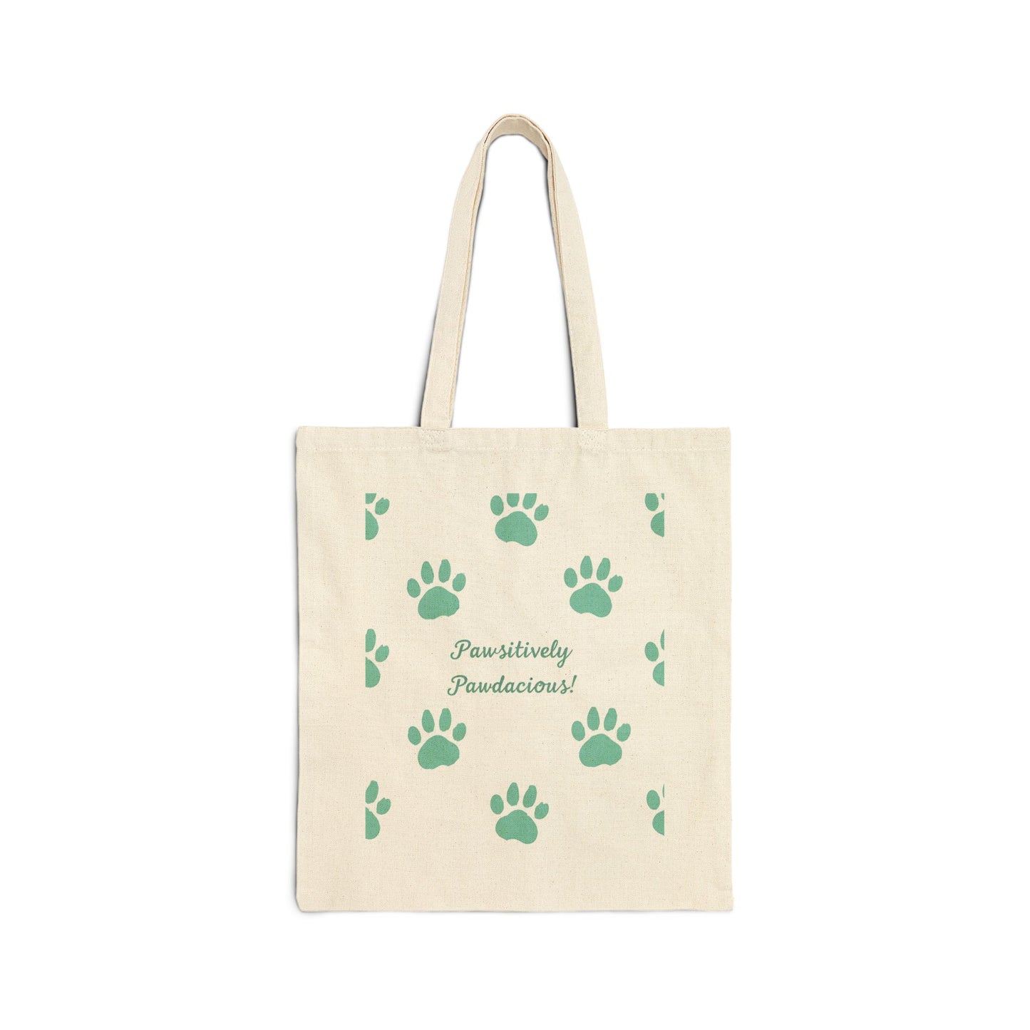 Paw Print Cotton Canvas Tote Bag - Pawsitively Pawdacious Design for Dog Lovers - Pawdacity