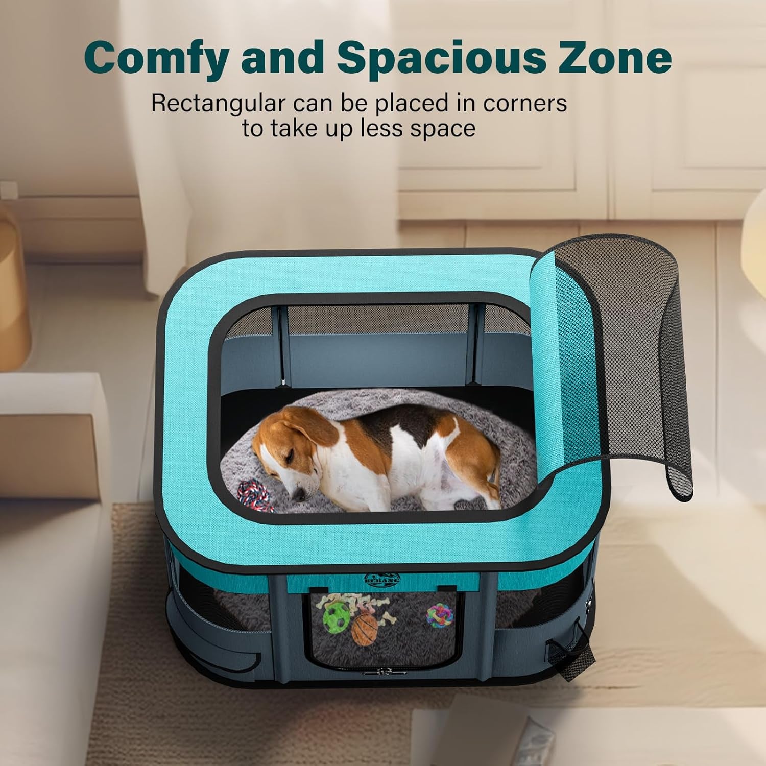 Dog Playpen, Puppy Play Pen for Indoors Pet Playpens Outdoor for Small Dogs Portable Foldable Crate Kennel House for Cats Rabbit Kitten with Carrying Bag + Food Bowl (Grey, S, 1)