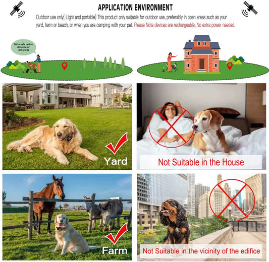GPS Wireless Electric Dog Fence Safe Easy Setup Outdoor Dog Containment System Waterproof Rechargeable Dog Collar for Large Dog
