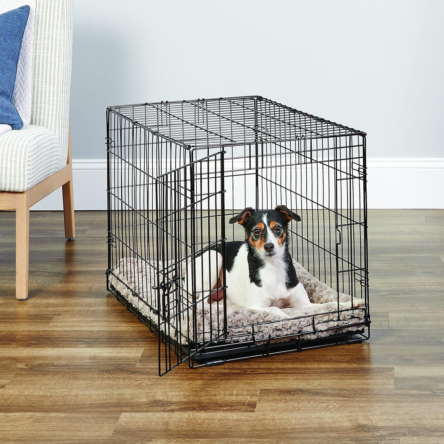 30" Folding Metal Dog Crate, Includes Leak-Proof Plastic Tray; Dog Crate Measures 30L X 19W X 21H Inches, for Medium Dog Breeds
