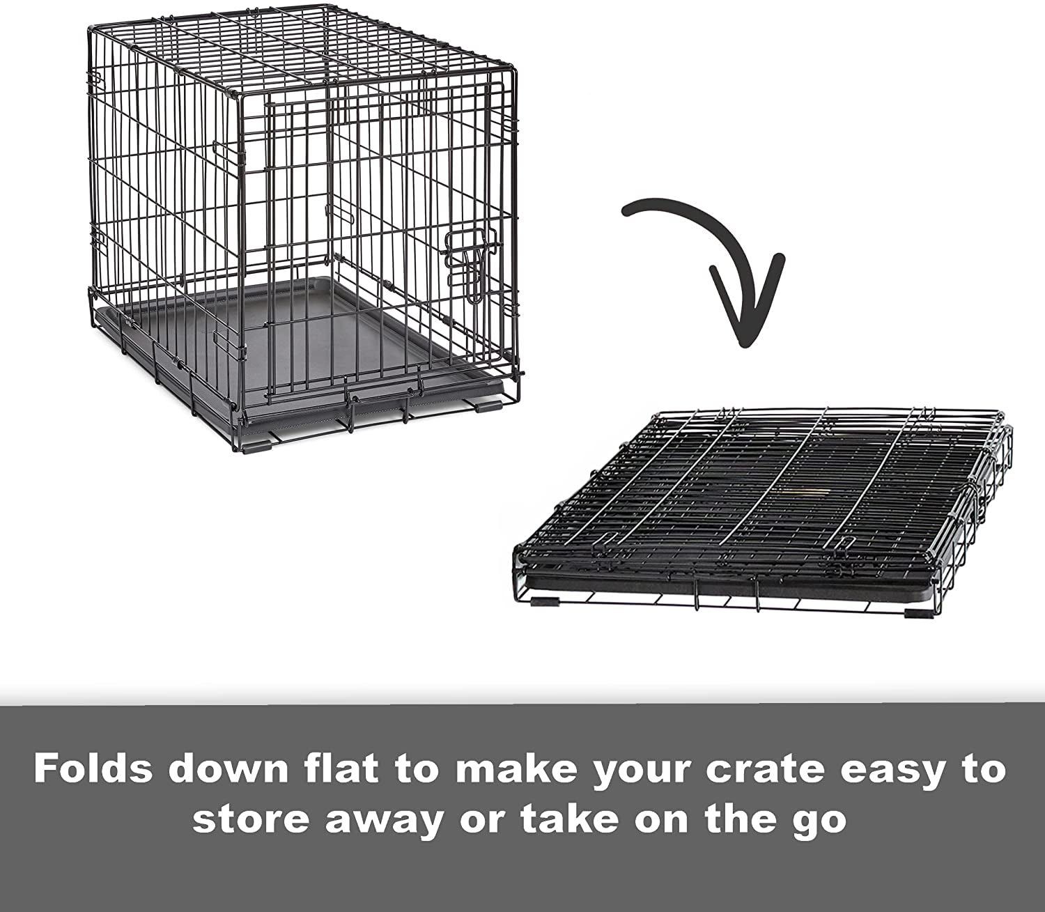 30" Folding Metal Dog Crate, Includes Leak-Proof Plastic Tray; Dog Crate Measures 30L X 19W X 21H Inches, for Medium Dog Breeds