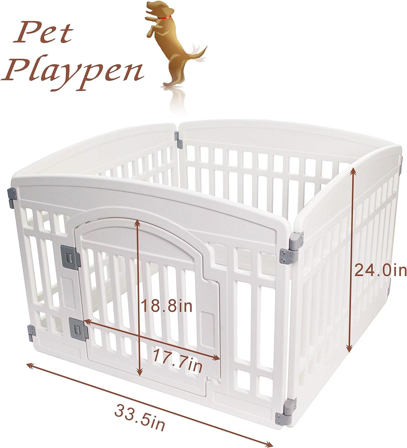 Pet Playpen for Dogs Heavy Plastic Puppy Exercise Pen Small Pets Fence Puppies Folding Cage 4 Panels for Puppies and Small Dogs House Black (33.5X33.5 Inches)