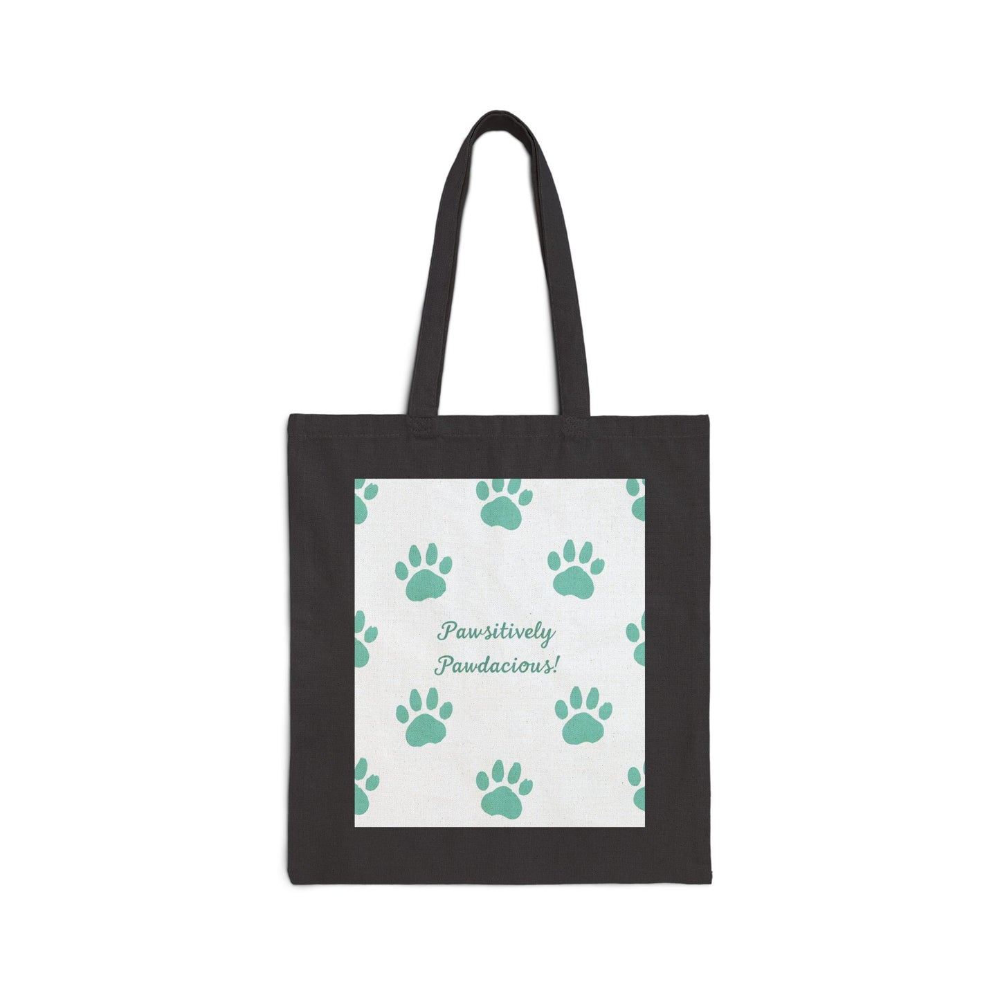 Paw Print Cotton Canvas Tote Bag - Pawsitively Pawdacious Design for Dog Lovers - Pawdacity