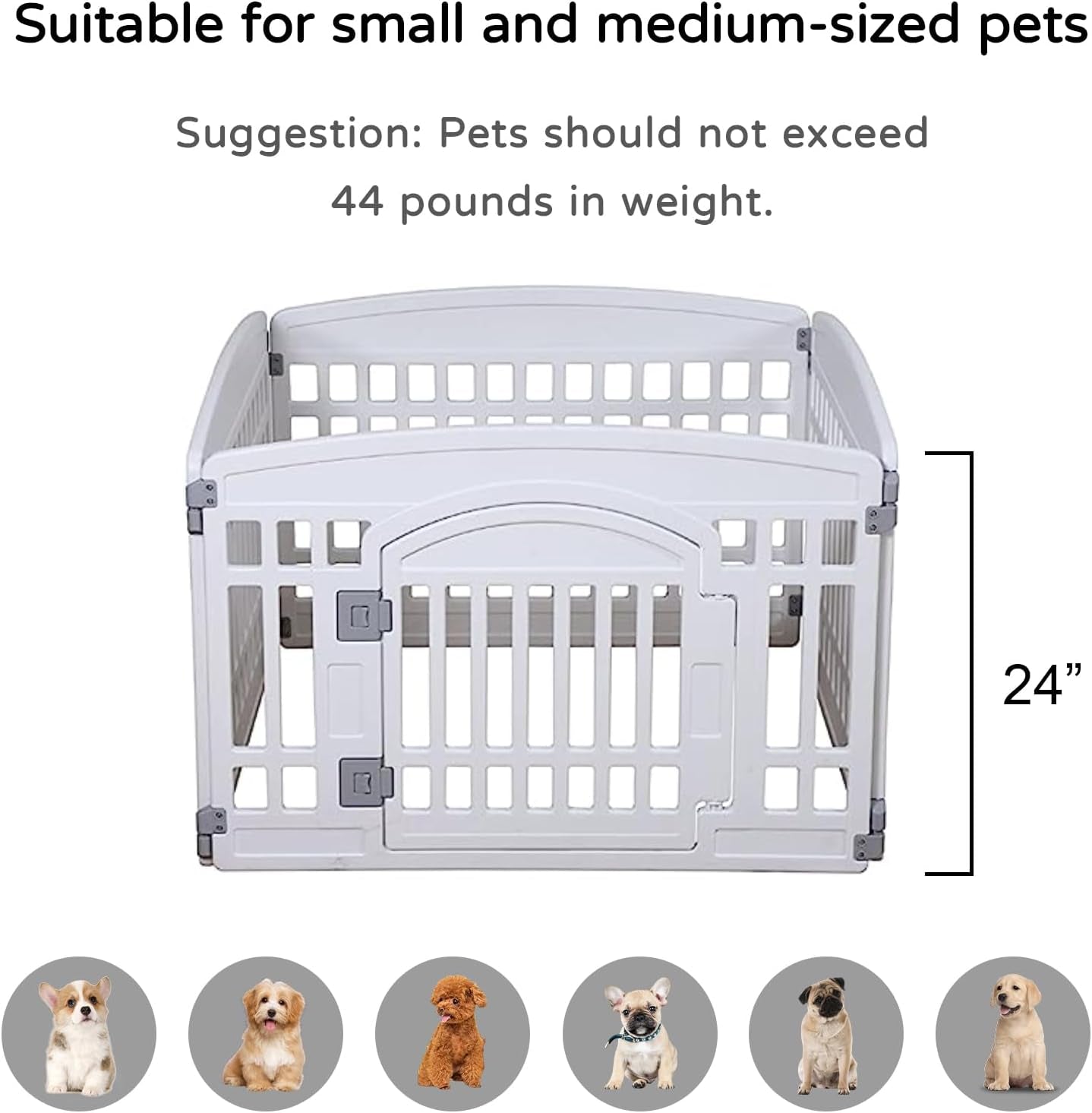 Pet Playpen for Dogs Heavy Plastic Puppy Exercise Pen Small Pets Fence Puppies Folding Cage 4 Panels for Puppies and Small Dogs House Black (33.5X33.5 Inches)