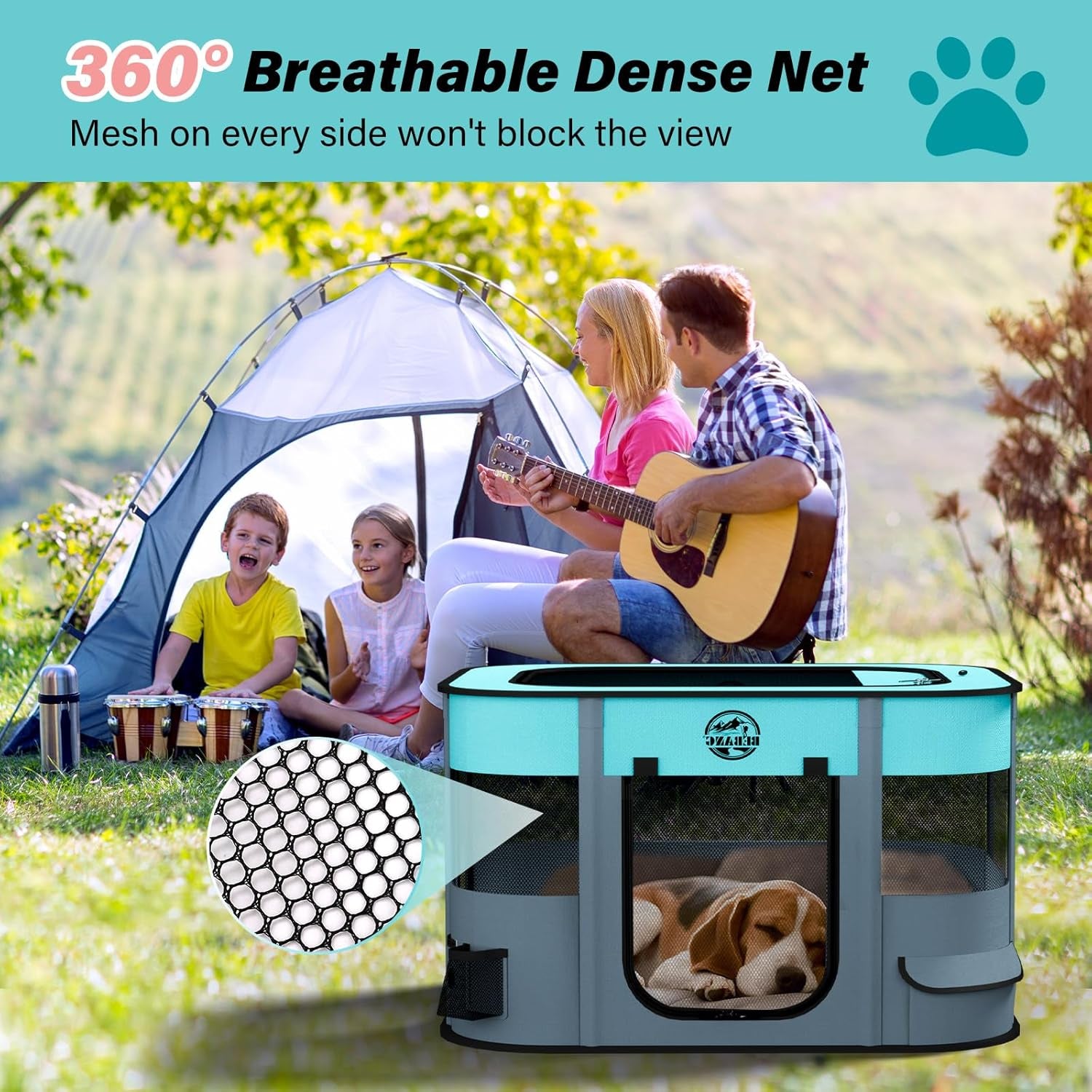 Dog Playpen, Puppy Play Pen for Indoors Pet Playpens Outdoor for Small Dogs Portable Foldable Crate Kennel House for Cats Rabbit Kitten with Carrying Bag + Food Bowl (Grey, S, 1)
